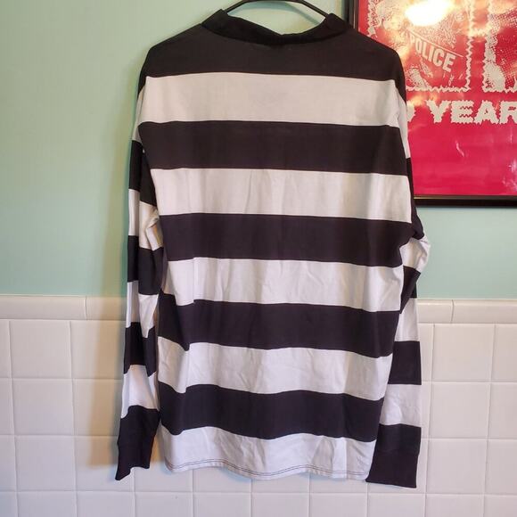 Forever 21 Black and White Striped Rubgy Shirt Men's Size Small NWT - Picture 6 of 7